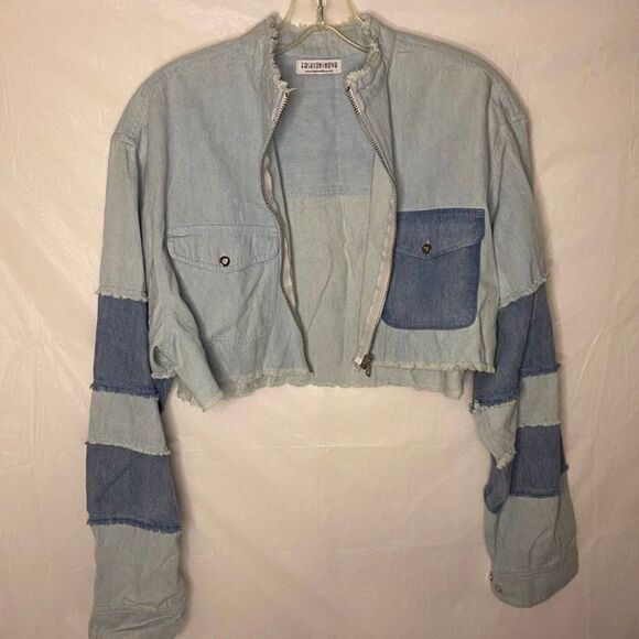 Fashion Nova Denim Patchwork Jacket Size S - Picture 5 of 7